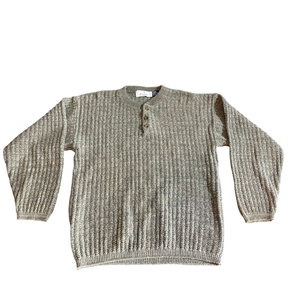 Vtg‎ 90s Bill Blass Sweater Mens S Henley Geometric Textured Waffle Knit Cotton